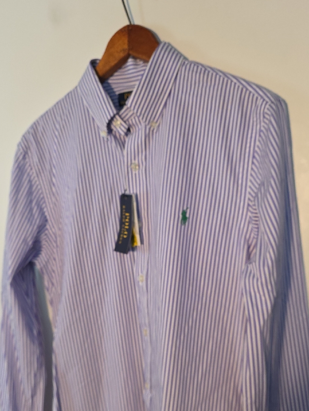 NWT Ralph Lauren Small Lavender and White Stripe Button-Down Shirt